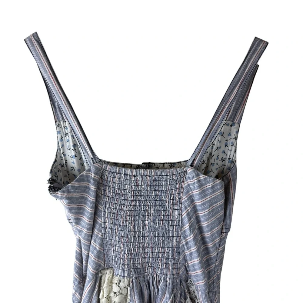 Anthropologie Pilcro Jenna Scoop Neck Drop-Waist Patchwork Dress Boho Size. 4 - Picture 9 of 10